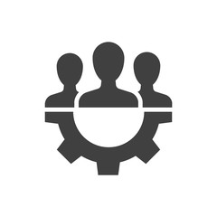 Teamwork management black icon on white background