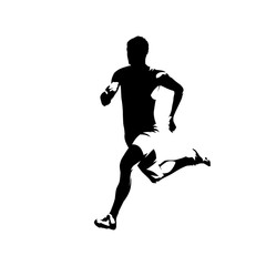 Fototapeta na wymiar Runner, side view isolated vector ink drawing, abstract silhouette of running man
