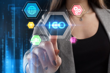 The concept of business, technology, the Internet and the network. A young entrepreneur working on...