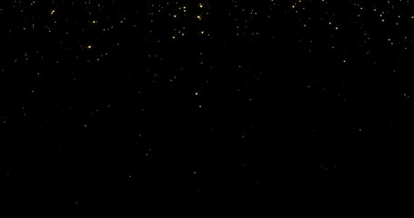 Golden glitter curtain with sparkling light flow background. Flowing magic light, falling sparks, glowing threads and shiny sparkling shimmer glare