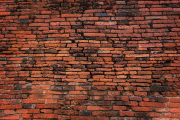 Close up old red brick wall texture background pattern.