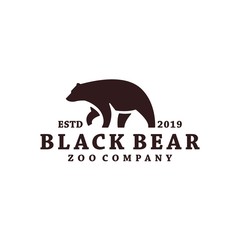 bear silhouette logo, fancy animal illustration design emblem