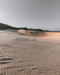 Sunrise at the beach with white sand and footsteps - Brazillian Dune