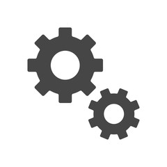 Setting, Gear, Tool, Cog Flat Web Mobile Icon Vector Sign Symbol Button Element Silhouette isolated on white background.