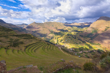 Fototapeta na wymiar Inca cultivation terraces. Pisac, Sacred Valley of the Incas, Peru.