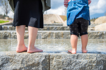 家族で水遊び