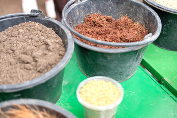 dried coconut husk shell fiber hair & soil  for growing plant