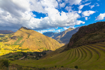Inca cultivation terraces. Pisac, Sacred Valley of the Incas, Peru.