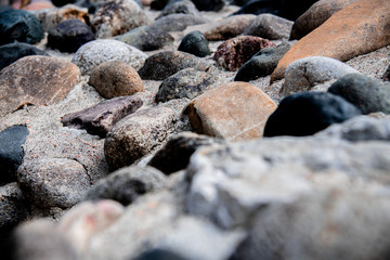 Stones on a roman wall in Sofia with blur in the foreground