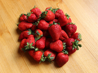 Strawberries on a wooden table