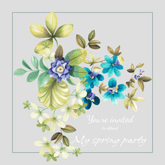 Decorative watercolor flowers,floral illustration ,for wedding stationary, greetings, wallpapers, fashion, background, texture, wrapping
