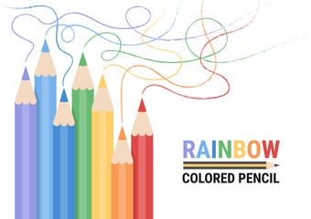 Rainbow Colored pencils drawing on paper