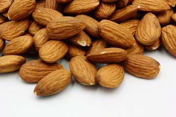 almonds on white background