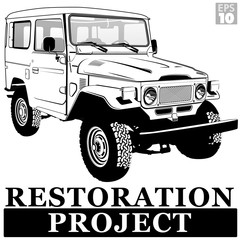 A classic JDM offroad 4x4 vehicle with hardtop from the 1980s for restoration project.