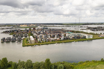 Obraz premium Aerial Photography of a planned city in the Netherlands, IJburg. 