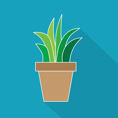 aloe vera in a flowerpot icon- vector illustration