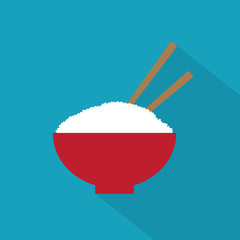 rice bowl with chopsticks icon- vector illustration