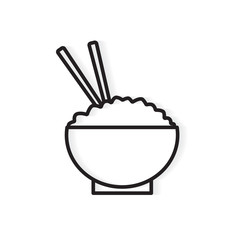 rice bowl with chopsticks icon- vector illustration
