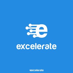 letter e for excelerate logo design