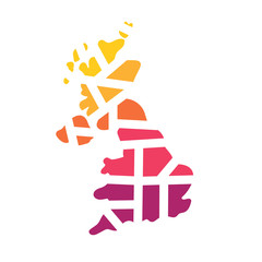 colorful geometric United Kingdom map- vector illustration