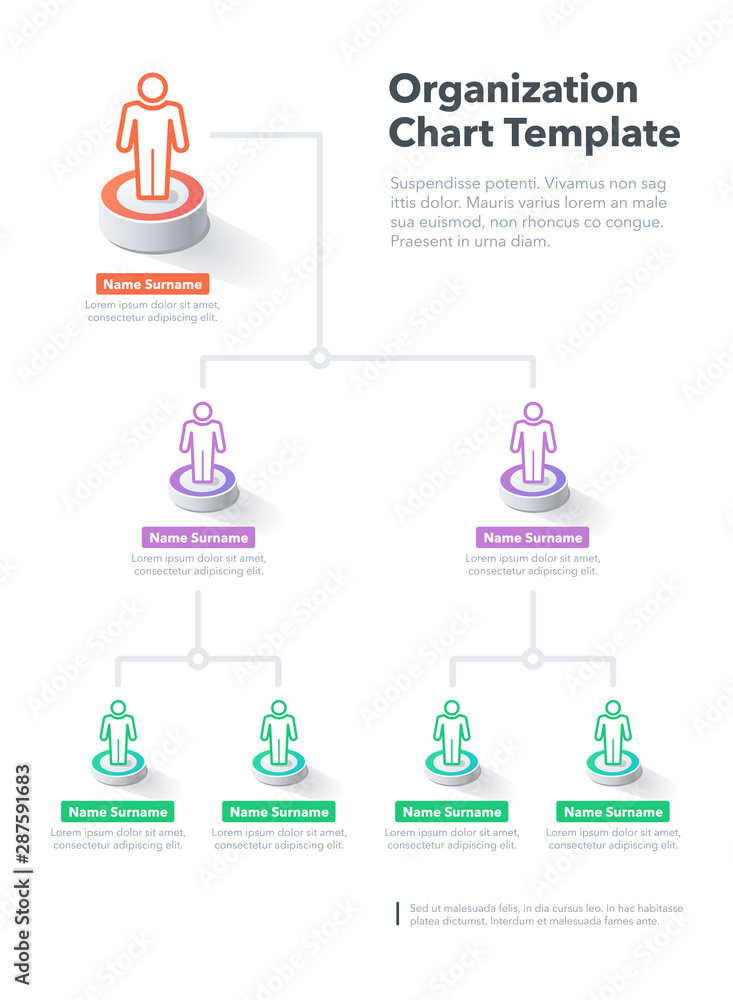 Poster Modern simple company organization hierarchy chart template with place for your content. Easy to use for your website or presentation.