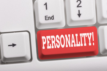 Writing note showing Personality. Business concept for combination characteristics that form...