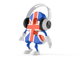 Pound currency character with headphones