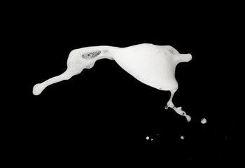 White bubble foam splash explosion in the air on black background,freeze stop motion photo object...