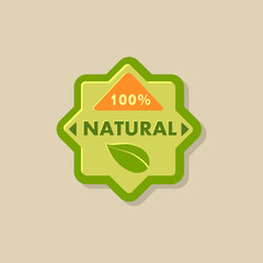 100 % natural green vector badge
