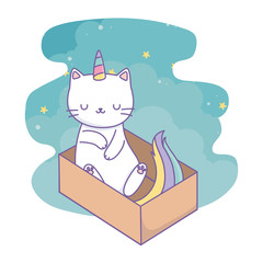 Unicorn cat cartoon vector design