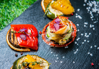 Grilled Zucchini Eggplant Tomato And Bell Pepper Snack