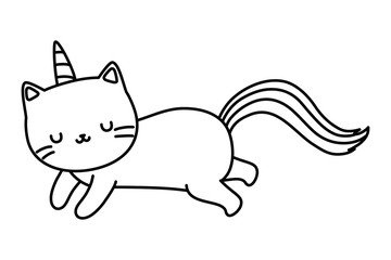 Unicorn cat cartoon vector design