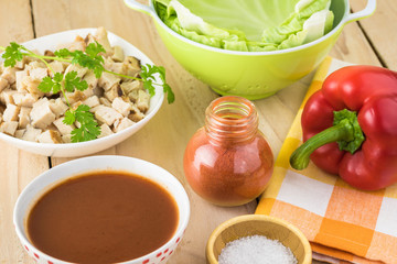 Homemade cabbage leaf chicken enchiladas.