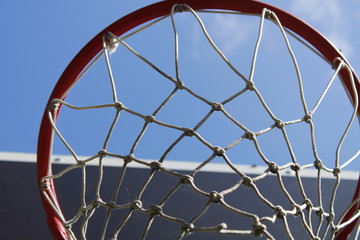 basketball basket and net and sky
