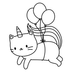 Unicorn cat cartoon vector design