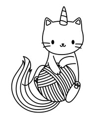 Unicorn cat cartoon vector design