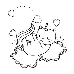 Unicorn cat cartoon vector design
