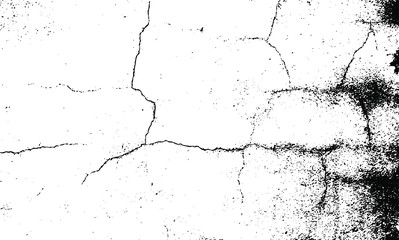 Aged wall texture. Grainy messy overlay of empty, aging, scratched wall. Grunge rough dirty background. Vector Illustration. Black isolated on white background. EPS10.