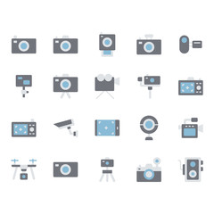 Camera related icon set. Vector illustration