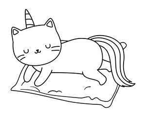 Unicorn cat cartoon vector design