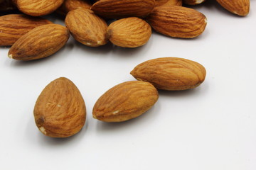 almonds on white background