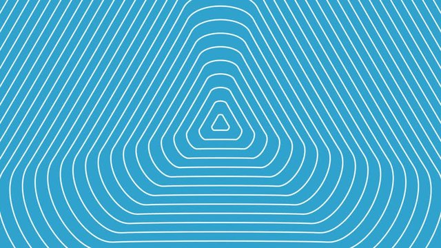 Abstract blue animated background with concentric triangle in a psychedelic optical circular wave - Looped with alpha channel