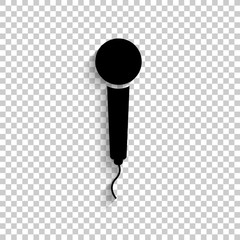 microphone - black vector  icon with shadow