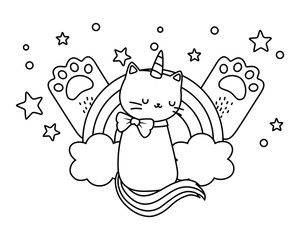 Unicorn cat cartoon vector design