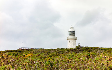 Very old white Cape Naturaliste lighthouse in Western Australia