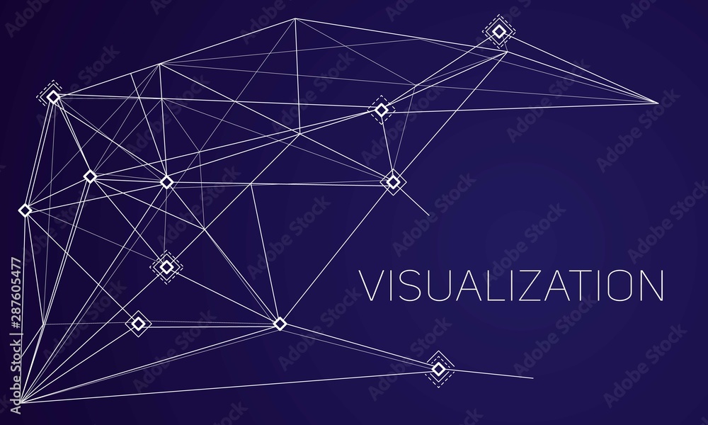 Poster line visualization concept background. outline illustration of line visualization vector concept bac