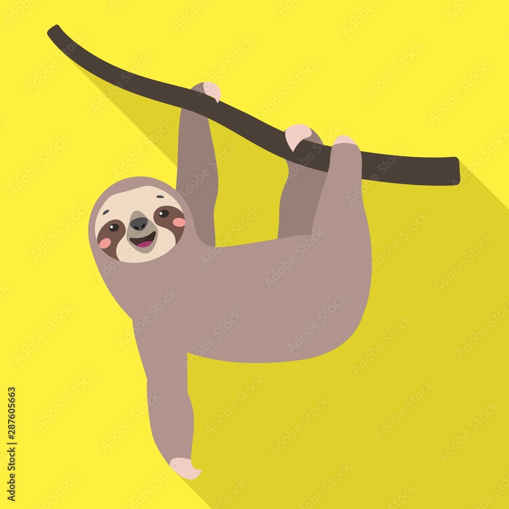 Poster sloth on tree icon. flat illustration of sloth on tree vector icon for web design