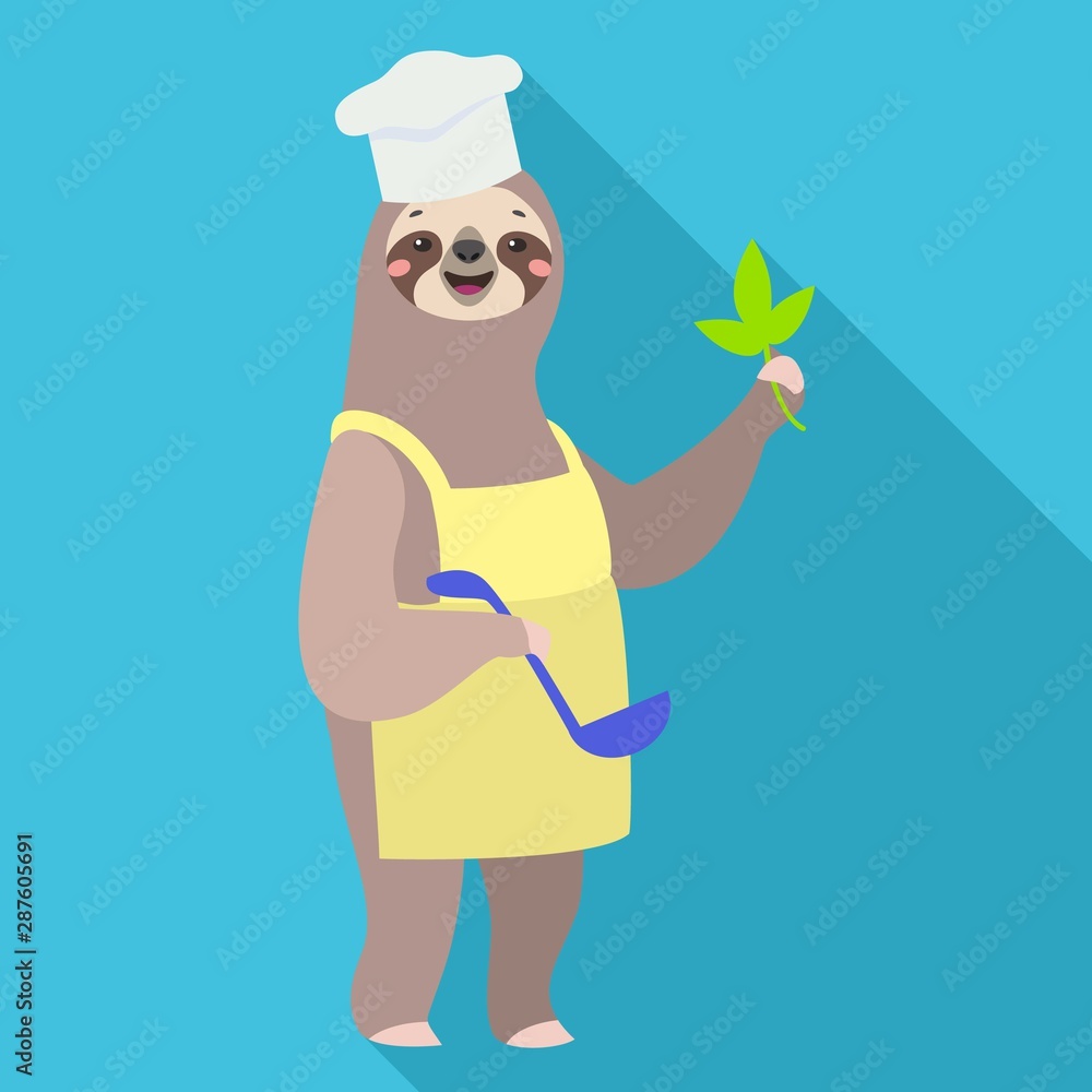 Poster sloth cooker icon. flat illustration of sloth cooker vector icon for web design