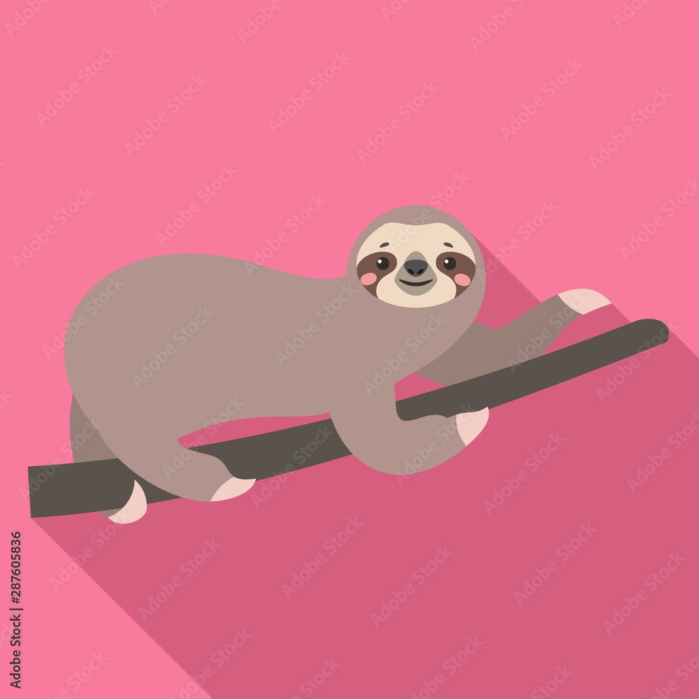 Poster sloth stay on branch tree icon. flat illustration of sloth stay on branch tree vector icon for web d