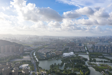 city skyline in hangzhou china